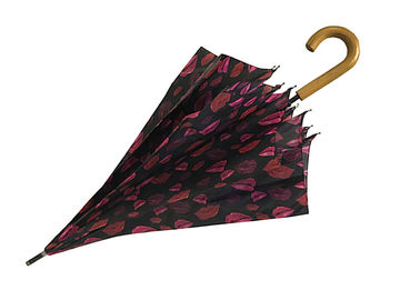 8K logotipo personalizado do guarda-chuva da vara do punho da forma J personalidade de madeira
