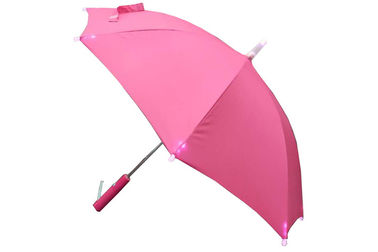 Do manual fácil cor-de-rosa do guarda-chuva das meninas uso aberto personalizado 19 polegadas com o diodo emissor de luz em pontas