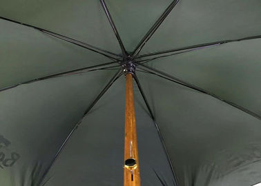 Guarda-chuva de madeira do punho da vara de J projeto personalizado quadro do logotipo do metal de 23 polegadas