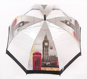 Forma de dobra reta da abóbada do punho do guarda-chuva transparente automático visível da chuva