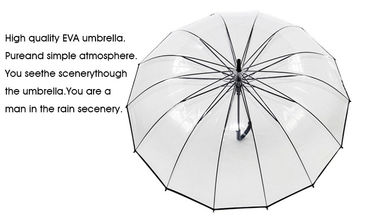 Quadro preto completo do metal do ponto de entrada do guarda-chuva transparente longo unisex 16K da chuva do punho