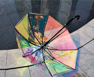 Guarda-chuva transparente da chuva do holograma iridescente colorido para o dia ventoso da chuva