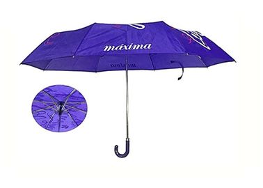 O guarda-chuva impermeável da dobra do manual 3, dobra acima o punho do plutônio J do Pongee do guarda-chuva