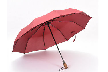 Quadro reforçado de dobramento Windproof automático de pouco peso do guarda-chuva punho de madeira