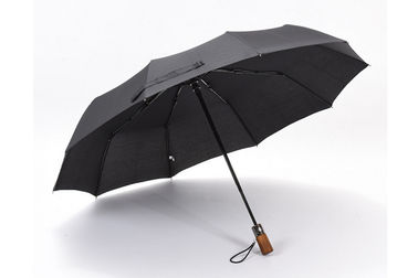 Quadro reforçado de dobramento Windproof automático de pouco peso do guarda-chuva punho de madeira