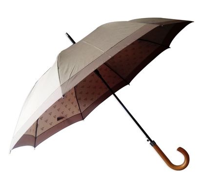 Guarda-chuva de madeira do golfe do estojo compacto da tela do Pongee do punho de J