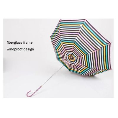 Guarda-chuva impermeável 27&quot; do golfe do estojo compacto do Pongee da listra colorida *8K