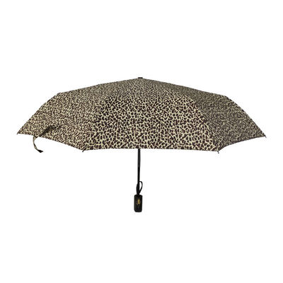 Guarda-chuva compacto da dobra do poliéster 190T três do leopardo
