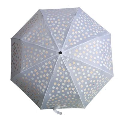 GV do guarda-chuva da dobra da tela 3 do Pongee do eixo do metal com pontos coloridos