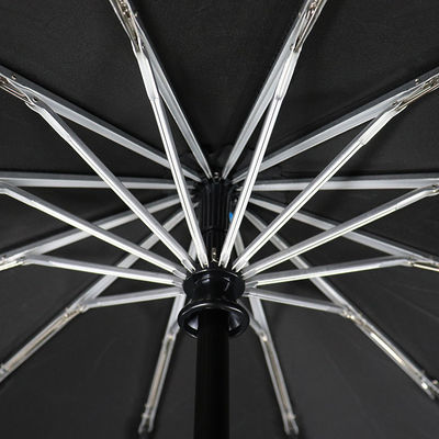 12 guarda-chuva da dobra da tampa três do Pongee do negócio dos painéis automático