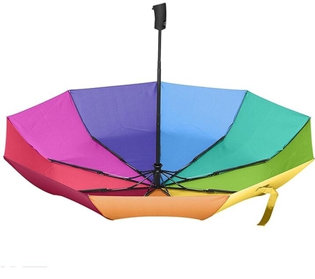 Guarda-chuva aberto do GV auto e fechado da cor do arco-íris dos reforços da fibra de vidro