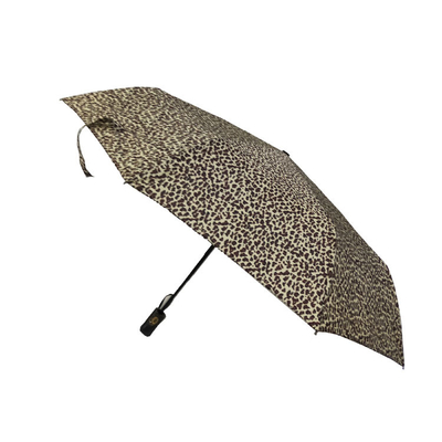 190T guarda-chuva de dobramento do poliéster 3 com teste padrão do leopardo