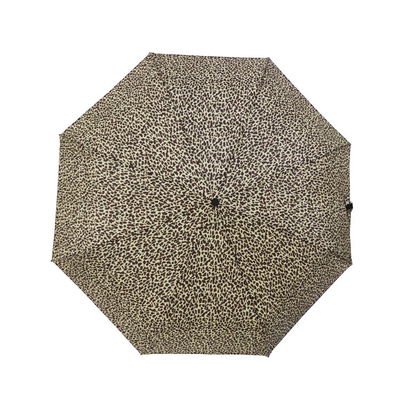 190T guarda-chuva de dobramento do poliéster 3 com teste padrão do leopardo