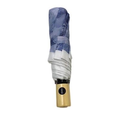 Digitas que imprimem o guarda-chuva de dobramento Windproof do quadro do metal com punho de bambu