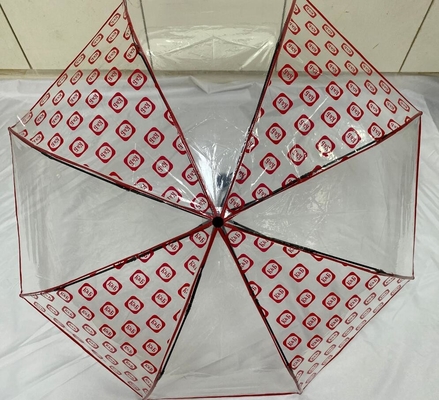 Guarda-chuva transparente dobrável manual de 21 polegadas com armação de metal aberta