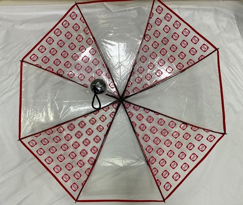 Guarda-chuva transparente dobrável manual de 21 polegadas com armação de metal aberta