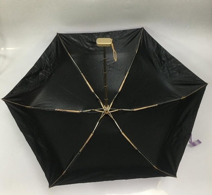 Guarda-chuva de bolso feminino tamanho pequeno 5 dobras com revestimento preto interno