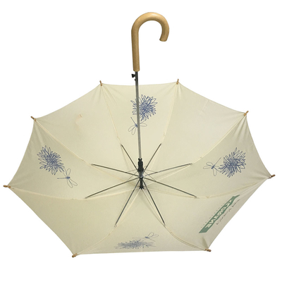 Guarda-chuva de fibra de vidro com armação de metal e abertura automática com cabo de madeira