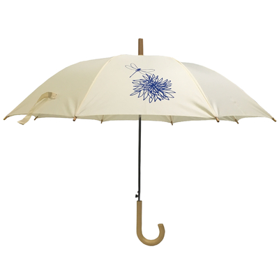 Guarda-chuva de fibra de vidro com armação de metal e abertura automática com cabo de madeira