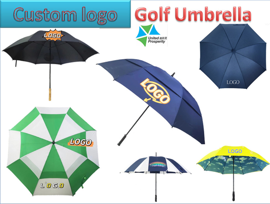 Dossel personalizado do dobro de Logo Windproof Fiberglass Golf Umbrella