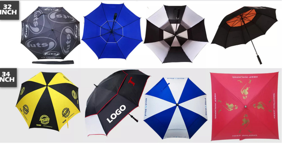 Dossel personalizado do dobro de Logo Windproof Fiberglass Golf Umbrella