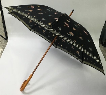 Guarda-chuva de madeira aberto do eixo do metal auto com duas camadas