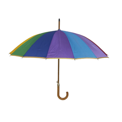 Punho de madeira do eixo de madeira do guarda-chuva do arco-íris de 16 cores