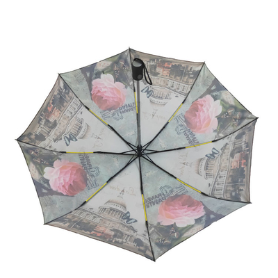 A fibra de vidro do quadro do metal marca a impressão a cores completa do guarda-chuva dobrável