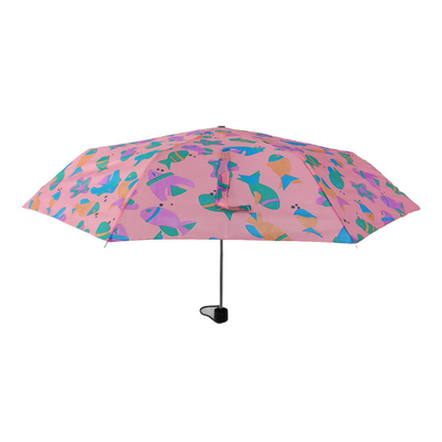 Manual Aberto 3 guarda-chuva dobrável à prova d'água cor rosa