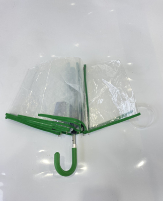 Minimalista Manual Aberto, Manopla de Couro Três Dobras Um guarda-chuva transparente de 21 polegadas fácil de transportar