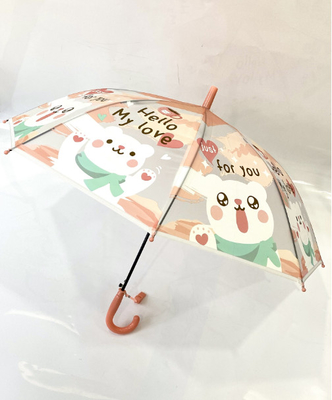 19 "8K Auto POE transparente desenho animado padrão de crianças guarda-chuva de ossos retos com apito