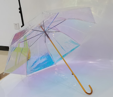 Automático Aberto Um guarda-chuva limpo sonho romântico bela cor aurora guarda-chuva transparente