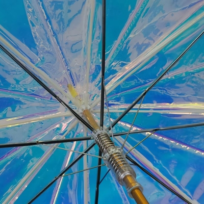 Automático Aberto Um guarda-chuva limpo sonho romântico bela cor aurora guarda-chuva transparente