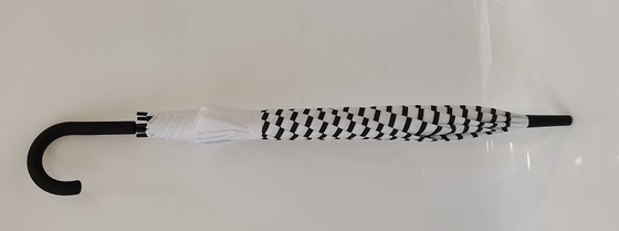 23 polegadas 8 costelas de fibra de vidro Auto Open Stick guarda-chuva com J forma de borracha revestida manobra de plástico