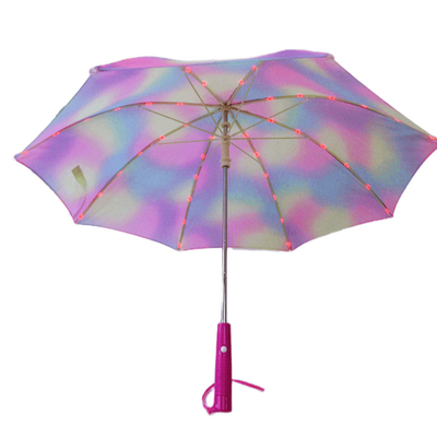 19 polegadas de aço fibra de vidro resistente ao vento Pongee colorido LED lanterna de segurança guarda-chuva