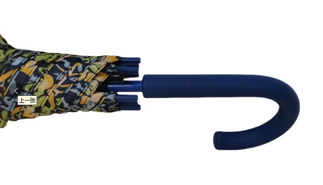 23 polegadas 8 Fibra de vidro costelas guarda-chuva de bastão livre de mãos com J forma de borracha revestida manobra de plástico
