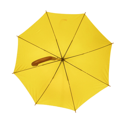 Um guarda-chuva de 23 polegadas de alta qualidade, à prova de vento, com um eixo de madeira e fibra de vidro.
