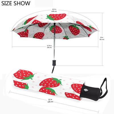 Um guarda-chuva compacto com 8 costelas e fechamento automático