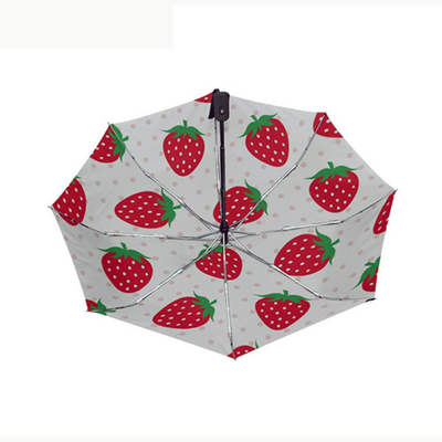Um guarda-chuva compacto com 8 costelas e fechamento automático