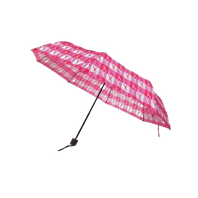 Um guarda-chuva de viagem auto aberto compacto e leve com um eixo de metal durável