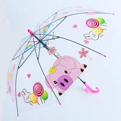 As costelas de fibra de vidro e a prova do vento Auto-abre Estylish Transparente guarda-chuva para crianças