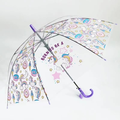 As costelas de fibra de vidro e a prova do vento Auto-abre Estylish Transparente guarda-chuva para crianças