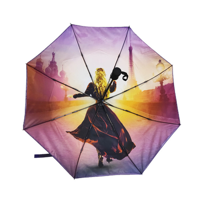 Um guarda-chuva automático à prova de vento com logotipo personalizado Impressão digital brilhante personalizada