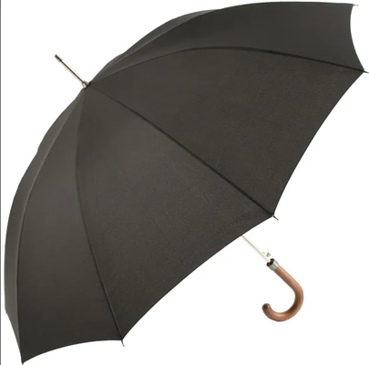 Guarda-chuva automática de fibra de vidro à prova de vento com alça de madeira