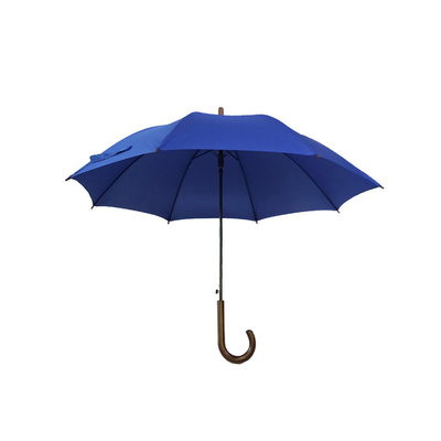 Guarda-chuvas de golfe personalizadas com alça de madeira e costelas de metal em tecido de poliéster / Pongee