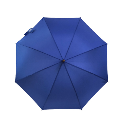 Guarda-chuvas de golfe personalizadas com alça de madeira e costelas de metal em tecido de poliéster / Pongee