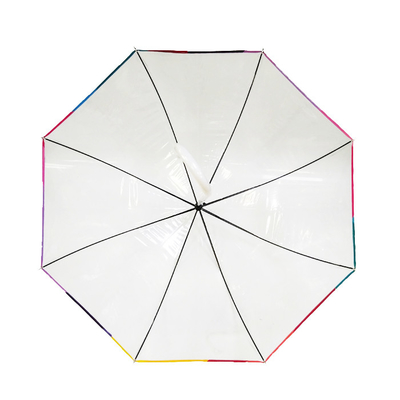 Um guarda-chuva de chuva em forma de cúpula transparente de PVC com costelas de fibra de vidro de 23 polegadas