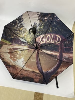 Guarda-chuva com design de moda de 21 polegadas, 3 dobras, abertura e fechamento automático com camadas duplas