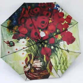 Guarda-chuva de viagem automático triplo com proteção UV e abertura/fechamento automático (21 polegadas-8k) com arte de Vincent Van Gogh