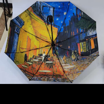 Guarda-chuva de viagem automático triplo com proteção UV e abertura/fechamento automático (21 polegadas-8k) com arte de Vincent Van Gogh
